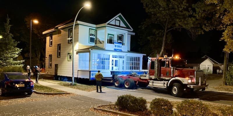 Photograph of Shield Foundation Repair moving a House to a new location.