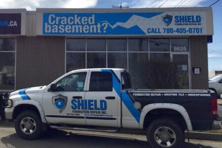 Photo of one of Shield Foundation Repair's trucks.