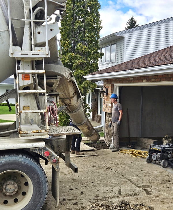 Foundation repair cement pouring